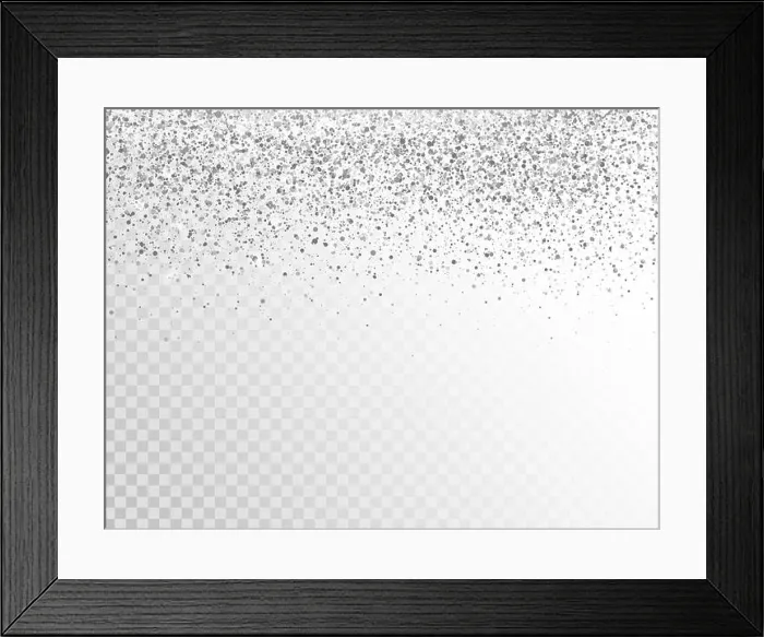 Framed Print : Glitter silver border with space for text. Luxury glitter decoration. Silver sparkles and dust on transparent background. Bright design for Christmas Framed Print : Glitter silver border with space for text. Luxury glitter decoration. Silver sparkles and dust on transparent background. Bright design for Christmas