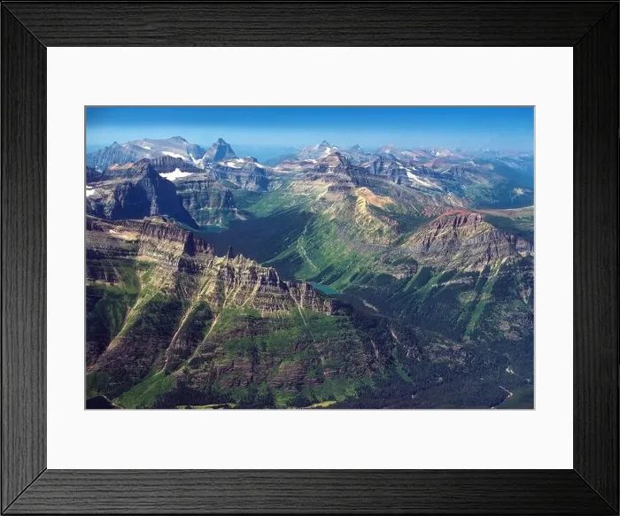 Framed Print : Spectacular View From a the Top of Mt Cleveland in Glacier National Park in Montana