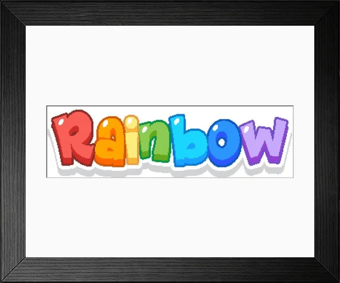 Framed Print : Font design for word rainbow in rainbow color Framed Print : Font design for word rainbow in rainbow color
