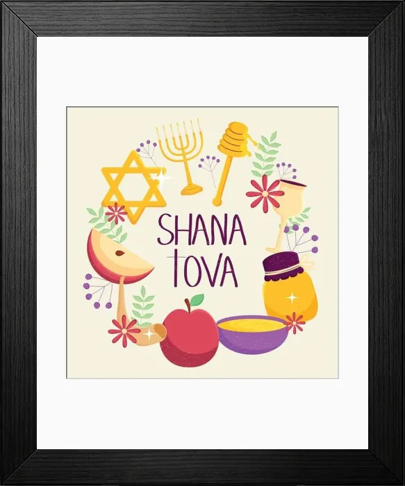 Framed Print : shana tova illustration with jewish symbols Framed Print : shana tova illustration with jewish symbols