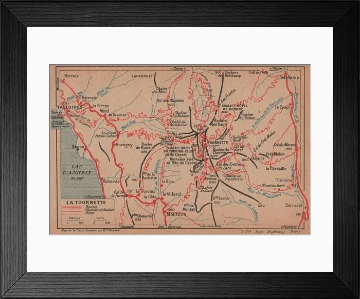 Framed Print : LA TOURNETTE. Talloires. Vintage topo-guide map plan. Haute-Savoie 1920 Framed Print : LA TOURNETTE. Talloires. Vintage topo-guide map plan. Haute-Savoie 1920