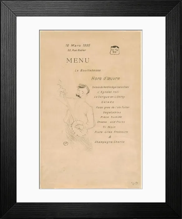 Framed Print : La Bouillabaisse, menu Sescau, Musicians, Photographers. Henri de Toulouse-Lautrec (1864-1901). Prints and Drawings Framed Print : La Bouillabaisse, menu Sescau, Musicians, Photographers. Henri de Toulouse-Lautrec (1864-1901). Prints and Drawings