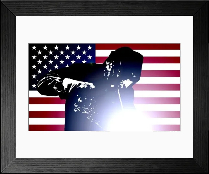Framed Print : Welder and American Flag Framed Print : Welder and American Flag