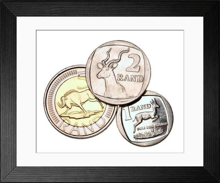 Framed Print : South African 1, 2 and 5 Rand coins Framed Print : South African 1, 2 and 5 Rand coins