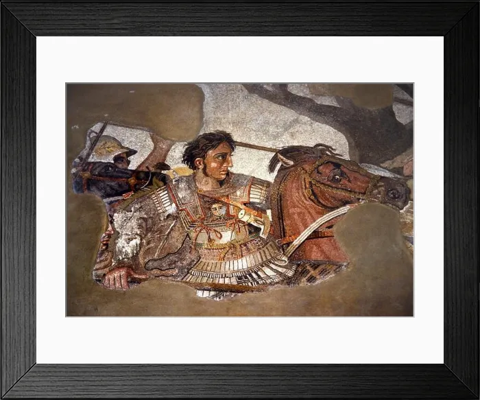 Framed Print : Mosaic of Alexander the Great discovered in the Casa del Fauno in Pompeii, Italy Framed Print : Mosaic of Alexander the Great discovered in the Casa del Fauno in Pompeii, Italy