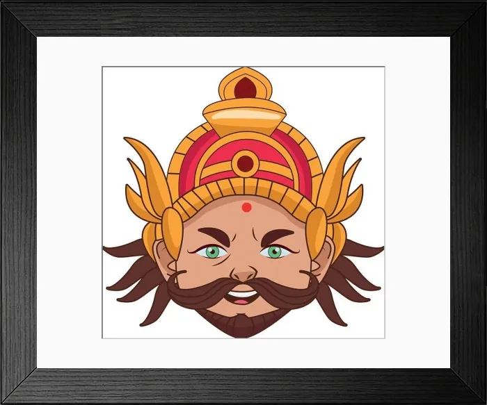 Framed Print : golden ravana head hindu warrior vector illustration design Framed Print : golden ravana head hindu warrior vector illustration design