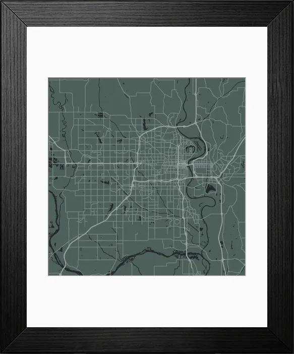 Framed Print : Map of Omaha in Nebraska in a smooth dark style. Contains layered vector with roads water, parks, etc Framed Print : Map of Omaha in Nebraska in a smooth dark style. Contains layered vector with roads water, parks, etc