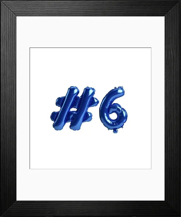 Framed Print : 3d illustration of 6 hashtag blue balloons isolated on white background Framed Print : 3d illustration of 6 hashtag blue balloons isolated on white background