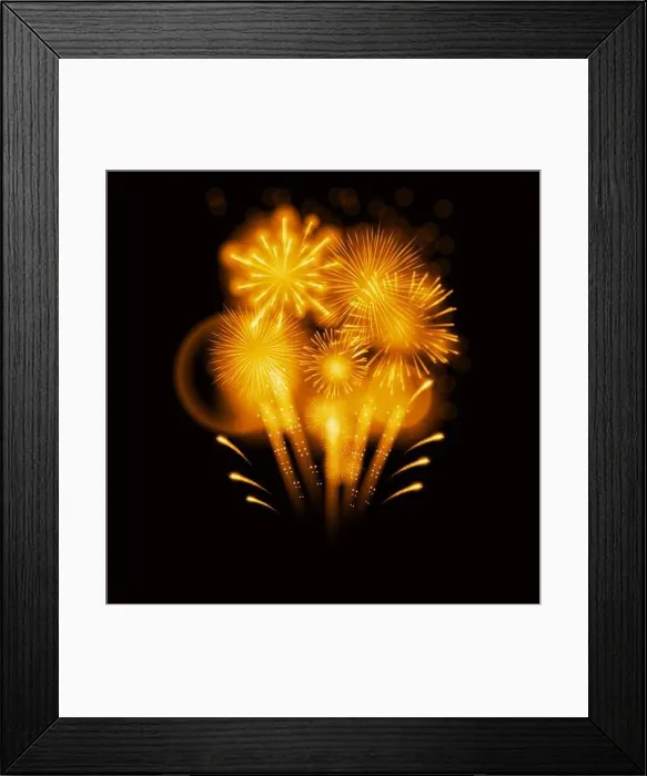 Framed Print : Illustration of Fireworks, Salute on a Dark Background Framed Print : Illustration of Fireworks, Salute on a Dark Background