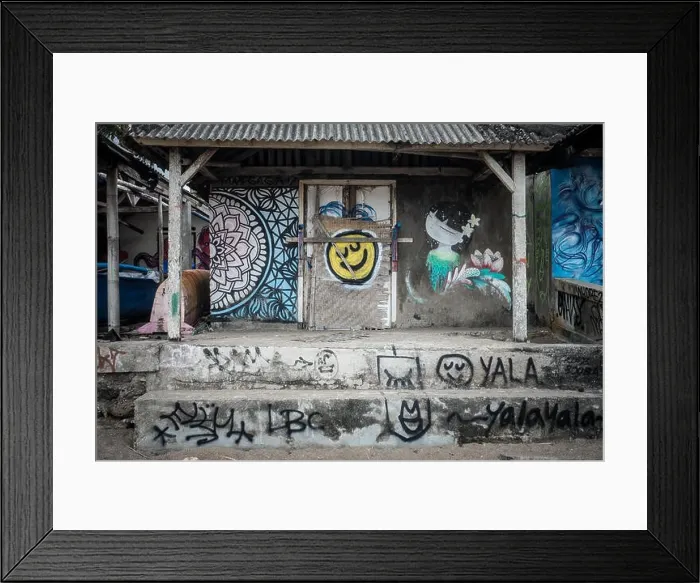 Framed Print : graffiti on Batu Balong beach, Bali Framed Print : graffiti on Batu Balong beach, Bali
