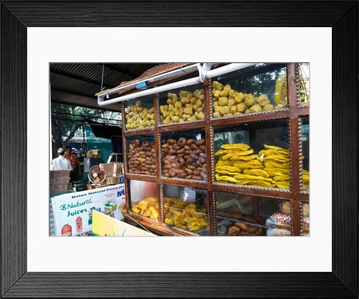 Framed Print : snack display counter in roadside dhaba restaurant, Kerala, India, asia Framed Print : snack display counter in roadside dhaba restaurant, Kerala, India, asia