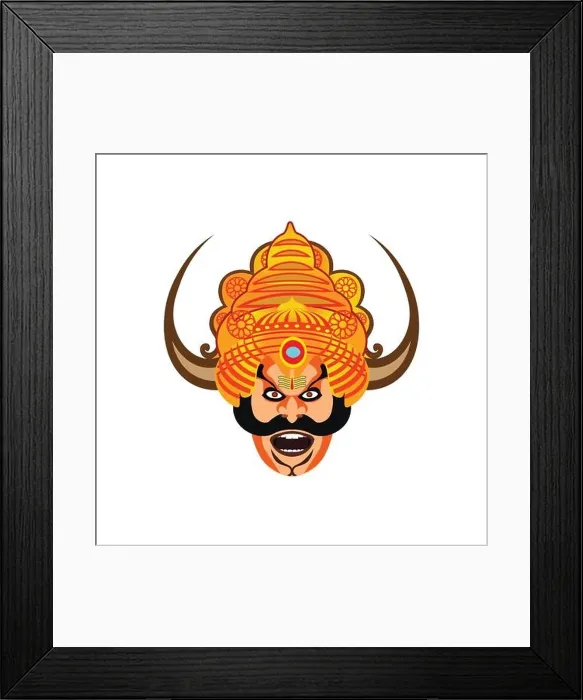 Framed Print : Vector Illustration of demon, the ravana having horn and realistic face Framed Print : Vector Illustration of demon, the ravana having horn and realistic face