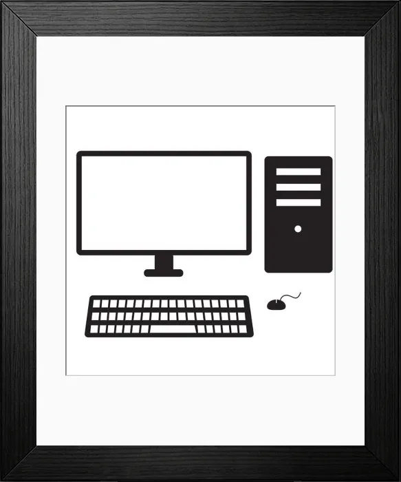 Framed Print : desktop computer icon on white background. computer sign. pc symbol. flat style Framed Print : desktop computer icon on white background. computer sign. pc symbol. flat style