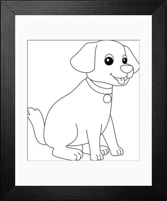 Framed Print : Dog Coloring Page Isolated for Kids Framed Print : Dog Coloring Page Isolated for Kids