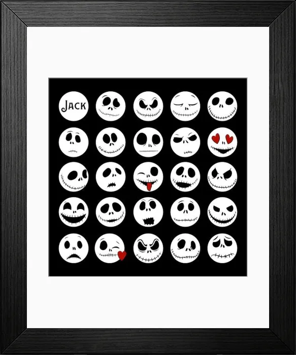Framed Print : Vector Collection of Halloween Faces. The nightmare before christmas. halloween jack faces silhouettes. Jack Skellington Framed Print : Vector Collection of Halloween Faces. The nightmare before christmas. halloween jack faces silhouettes. Jack Skellington