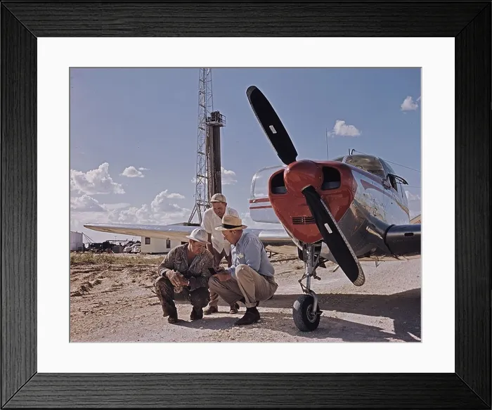 Framed Print : Superior Oil Co. aircraft before jackknife rig, Midland, Texas, Beech Bonanza Framed Print : Superior Oil Co. aircraft before jackknife rig, Midland, Texas, Beech Bonanza