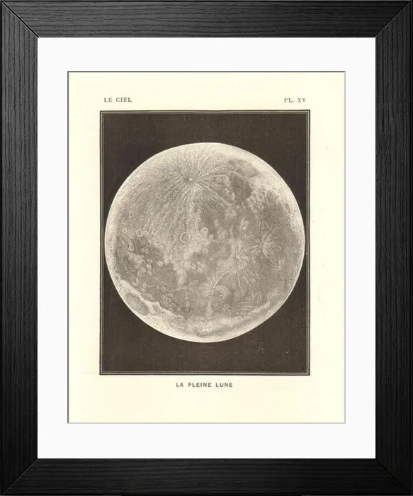 Framed Print : ASTRONOMY. The full Moon 1877 old antique vintage print picture Framed Print : ASTRONOMY. The full Moon 1877 old antique vintage print picture
