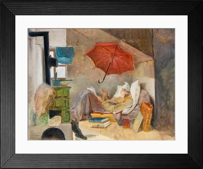 Framed Print : Carl Spitzweg, The Poor Poet, (sketch), painting in oil on paper mounted on cardboard, circa 1837 Framed Print : Carl Spitzweg, The Poor Poet, (sketch), painting in oil on paper mounted on cardboard, circa 1837