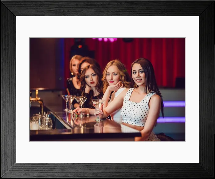 Framed Print : Beautiful girls having fun at a party in nightclub Framed Print : Beautiful girls having fun at a party in nightclub