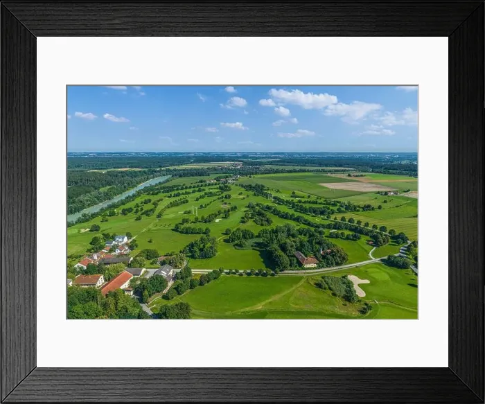 Framed Print : Aerial view of Guttenburg with castle and golf course in eastern Upper Bavaria Framed Print : Aerial view of Guttenburg with castle and golf course in eastern Upper Bavaria