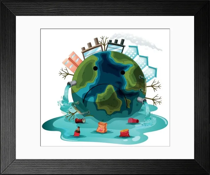 Framed Print : A polluted earth icon illustration Framed Print : A polluted earth icon illustration