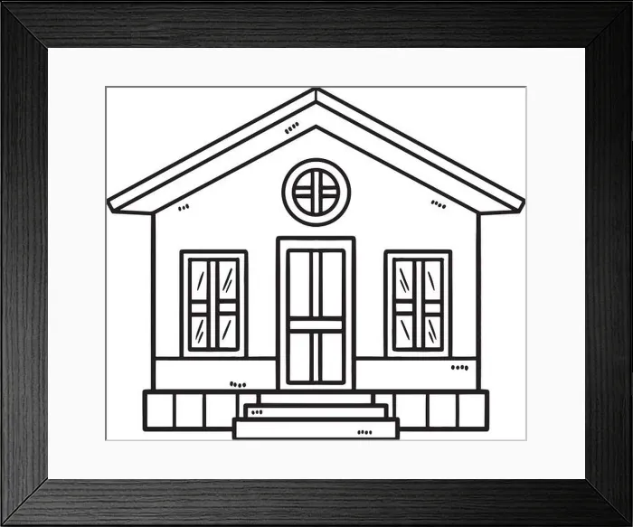 Framed Print : House Isolated Coloring Page for Kids Framed Print : House Isolated Coloring Page for Kids