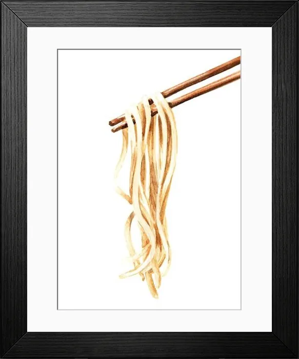 Framed Print : Chopsticks with tasty Boiled noodles. Asian street Fast food concept. Hand drawn watercolor illustration, isolated on white background Framed Print : Chopsticks with tasty Boiled noodles. Asian street Fast food concept. Hand drawn watercolor illustration, isolated on white background