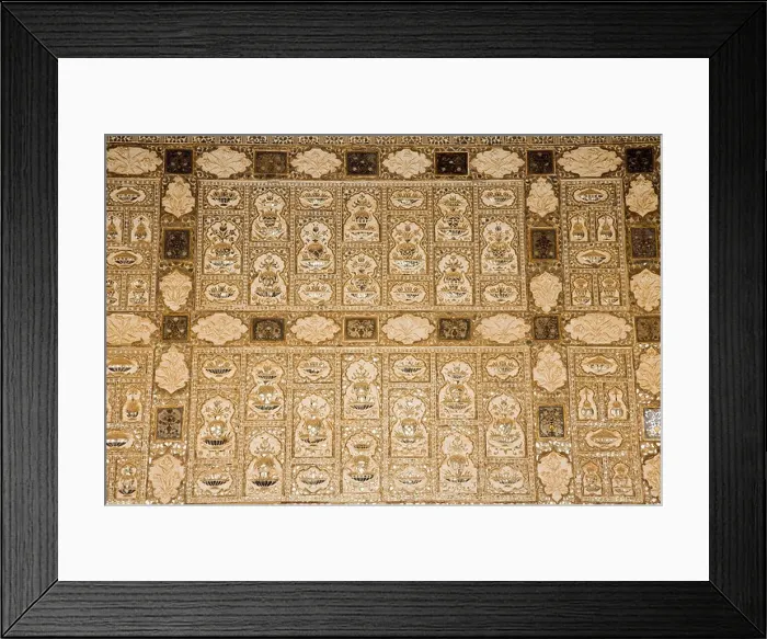 Framed Print : Intricate patterns on the mirror covered walls in Jai Mandir The Hall of Victory inside the Amber Fort near Jaipur in Rajasthan Framed Print : Intricate patterns on the mirror covered walls in Jai Mandir The Hall of Victory inside the Amber Fort near Jaipur in Rajasthan