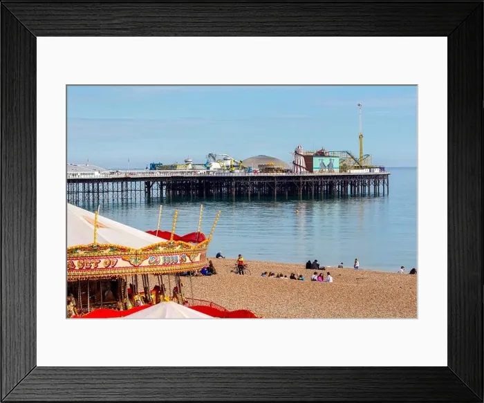 Framed Print : Brighton beach and pier fun fair, West Sussex