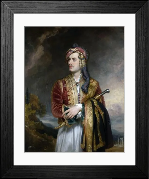 Framed Print : Lord Byron in Albanian dress by Thomas Phillips, 1813. George Gordon Byron, 6th Baron Byron (1788 – 1824), Lord Byron, was an English poet Framed Print : Lord Byron in Albanian dress by Thomas Phillips, 1813. George Gordon Byron, 6th Baron Byron (1788 – 1824), Lord Byron, was an English poet
