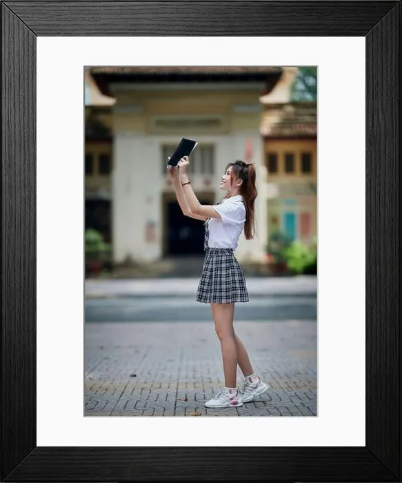 Framed Print : Ho Chi Minh City, Vietnam: portrait of beautiful Vietnamese girl in school uniform Framed Print : Ho Chi Minh City, Vietnam: portrait of beautiful Vietnamese girl in school uniform