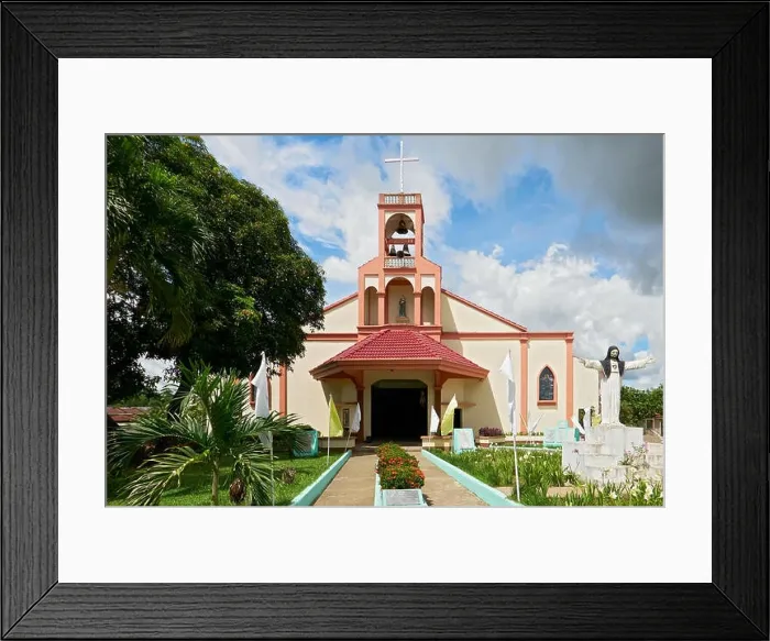 Framed Print : Front entrance view of the spanish style Parish church of San Antonio de Padua surrounded with garden in Cuartero town, Capiz Province, Philippines Framed Print : Front entrance view of the spanish style Parish church of San Antonio de Padua surrounded with garden in Cuartero town, Capiz Province, Philippines