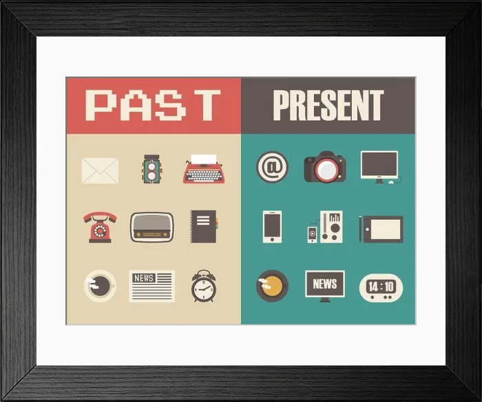 Framed Print : retro and modern technology, past to present Framed Print : retro and modern technology, past to present