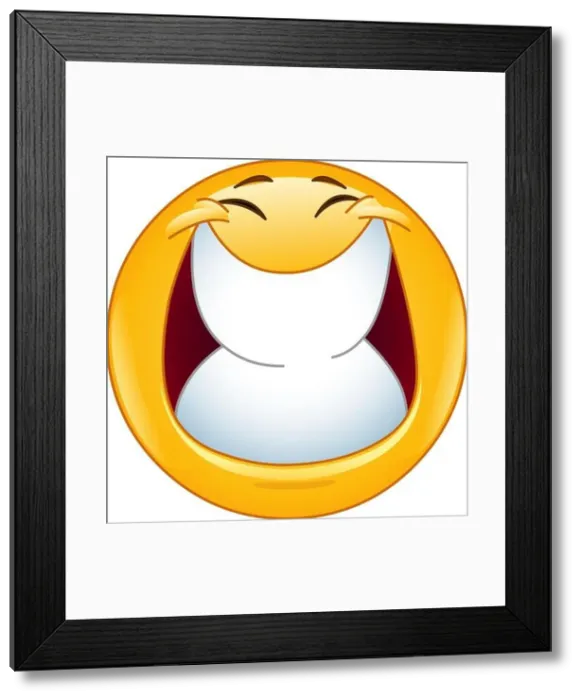 Framed Print : Emoticon with a big smile and closed eyes Framed Print : Emoticon with a big smile and closed eyes
