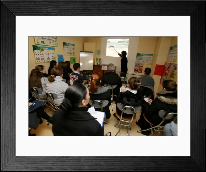 Framed Print : Driving school: driving theory test, lesson Framed Print : Driving school: driving theory test, lesson