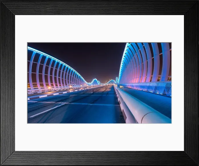 Framed Print : Meydan Bridge at night in Dubai Framed Print : Meydan Bridge at night in Dubai