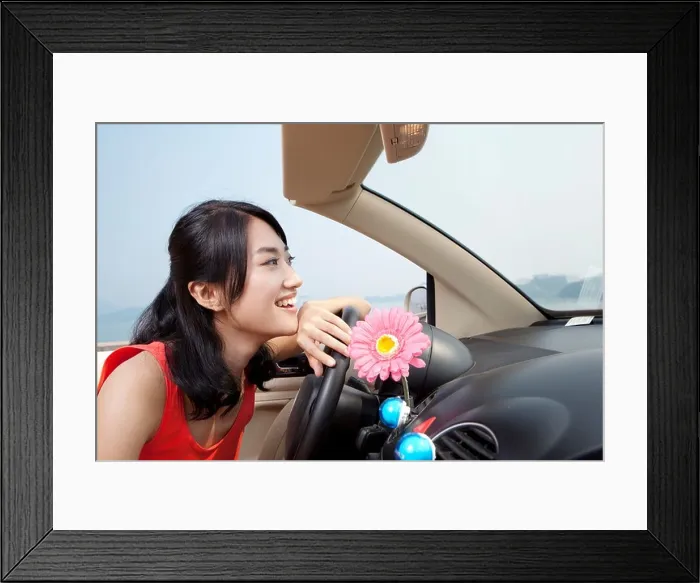 Framed Print : car, travel, sky, China, Beijing, Asian girl, black hair, happy, smile, horizontal, intelligent, college student, car interior Framed Print : car, travel, sky, China, Beijing, Asian girl, black hair, happy, smile, horizontal, intelligent, college student, car interior