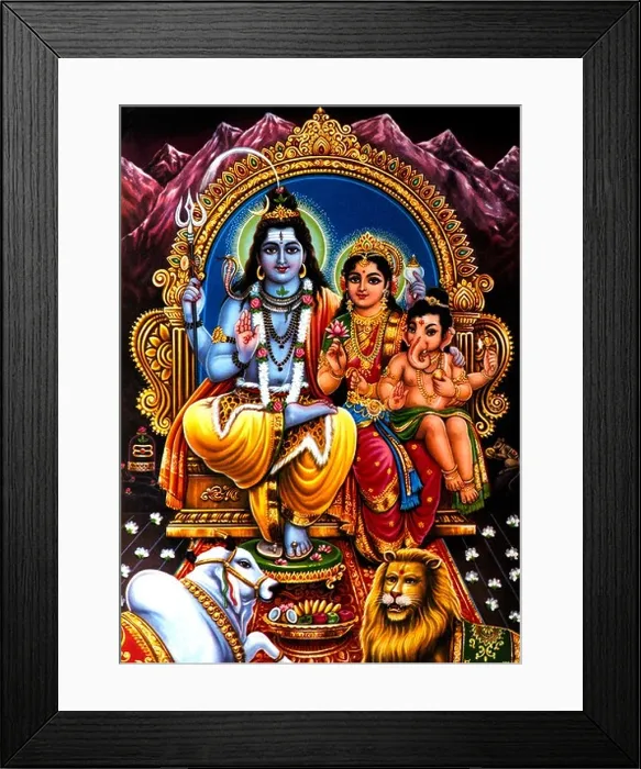 Framed Print : Shiva Family Hindu Gods Shiva Pavarti and Ganesh Framed Print : Shiva Family Hindu Gods Shiva Pavarti and Ganesh