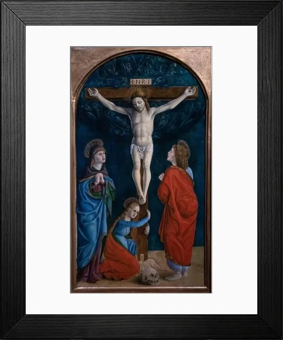 Framed Print : A Villa Pecco Mestere, Felice Scotto (?): Christ on the Cross with the Virgin, Saint John the Evangelist and Mary Magdalene (1480-1490) Framed Print : A Villa Pecco Mestere, Felice Scotto (?): Christ on the Cross with the Virgin, Saint John the Evangelist and Mary Magdalene (1480-1490)