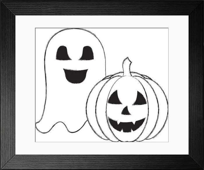 Framed Print : halloween happy pumpkin and ghost cartoon vector illustration hand drawing Framed Print : halloween happy pumpkin and ghost cartoon vector illustration hand drawing