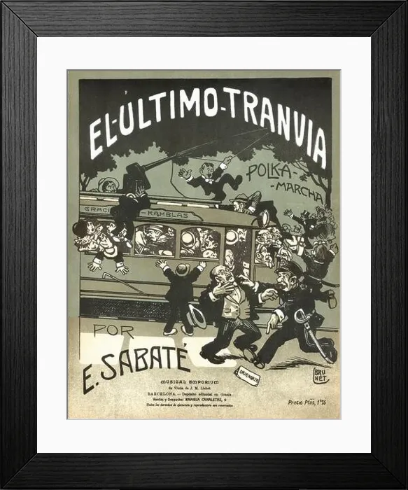 Framed Print : Partitura de la polka El último tranvía, de Emilio Sabaté. Años 1910 Framed Print : Partitura de la polka El último tranvía, de Emilio Sabaté. Años 1910