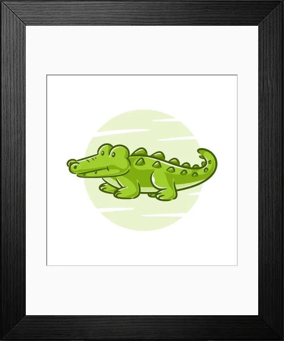 Framed Print : Cute crocodile cartoon vector illustration on a white background Framed Print : Cute crocodile cartoon vector illustration on a white background