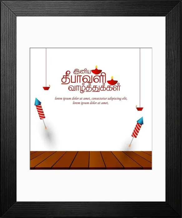 Framed Print : Vector illustration of burning diya and firecracker on Happy Diwali Holiday backgrounds for light festival of India. Tamil character Deepavali valthu Framed Print : Vector illustration of burning diya and firecracker on Happy Diwali Holiday backgrounds for light festival of India. Tamil character Deepavali valthu