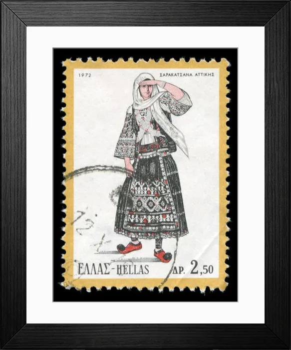 Framed Print : Postage stamp from Greece in the National Costumes series issued in 1972 Framed Print : Postage stamp from Greece in the National Costumes series issued in 1972