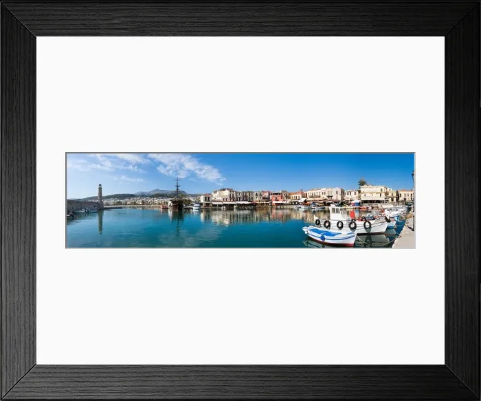 Framed Print : Panoramic view of the the Old Venetian Harbour, Rethymnon, North West Coast, Crete, Greece Framed Print : Panoramic view of the the Old Venetian Harbour, Rethymnon, North West Coast, Crete, Greece