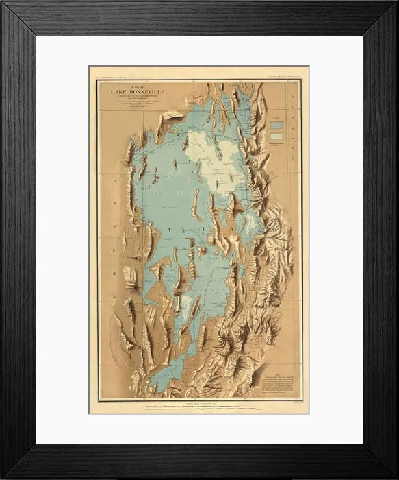 Framed Print : Map Of Lake Bonneville 1900 Framed Print : Map Of Lake Bonneville 1900