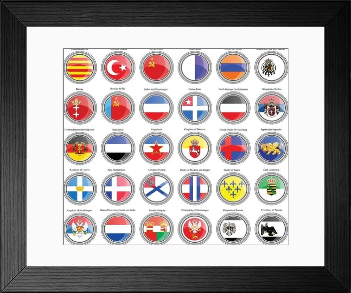 Framed Print : Set of icons. Flags of former countries in Europe. Vector Framed Print : Set of icons. Flags of former countries in Europe. Vector