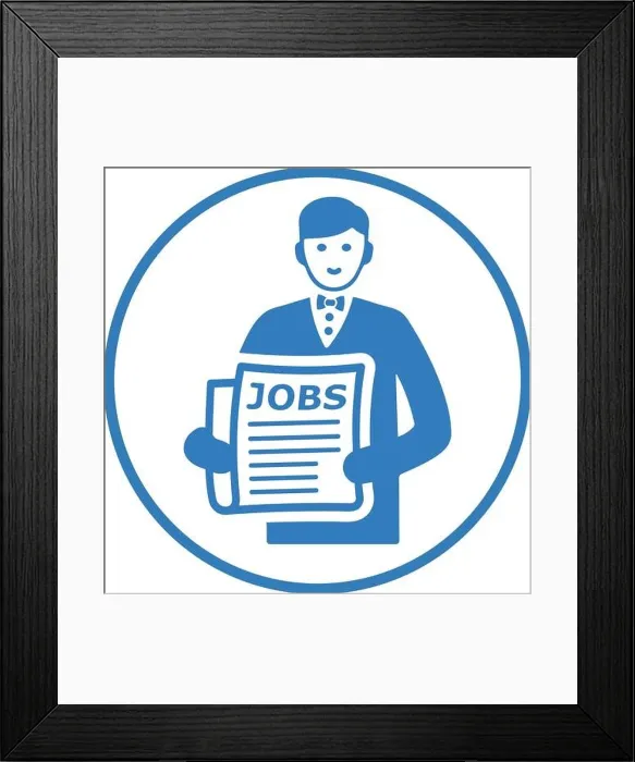 Framed Print : Employee, employment, job search icon, vector graphics for various use Framed Print : Employee, employment, job search icon, vector graphics for various use