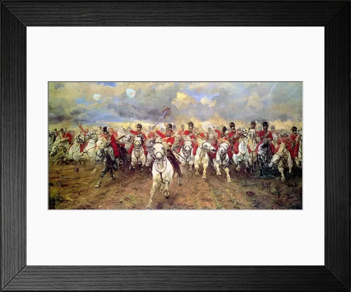 Framed Print : Scotland Forever! is an 1881 painting by Lady Butler depicting the start of the cavalry charge of the Royal Scots Greys who charged alongside Framed Print : Scotland Forever! is an 1881 painting by Lady Butler depicting the start of the cavalry charge of the Royal Scots Greys who charged alongside
