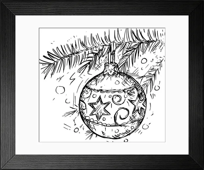 Framed Print : Hand drawing vector illustration of Christmas ball decoration on the tree Framed Print : Hand drawing vector illustration of Christmas ball decoration on the tree